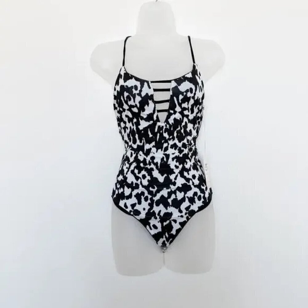 Maaji Reversible Cow Print One Piece Swimsuit Black White